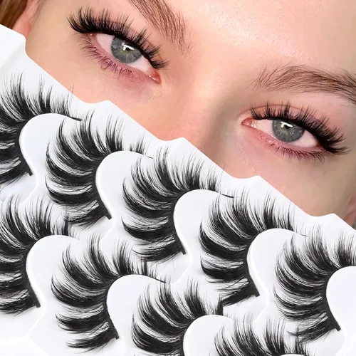 Vista 18 de Veleasha Pestañas postizas de manga puntiagudas, 100% hechas a mano, aspecto natural, pestañas postizas ligeras con banda transparente suave