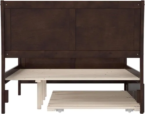 Vista 11 de AFI, Portland - Cama de plataforma matrimonial con estribo a juego con cama nido individual, color espresso