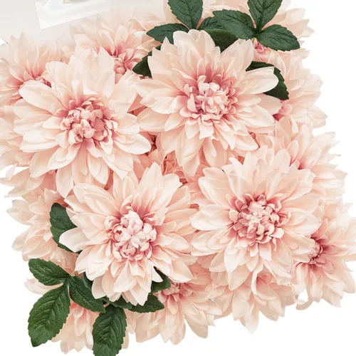 Vista 12 de TINGE TIME Flores artificiales, 20 piezas de dalia de seda de 5/6 pulgadas, flores falsas para bricolaje, ramos de novia, centros de mesa, arreglos