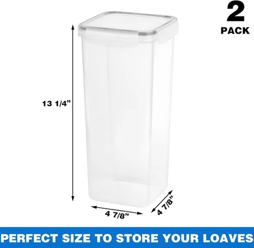 Vista 8 de Tiawudi 2 Pack Caja de Pan, Envase de Pan de Plástico, Almacenamiento de Pan para Encimera de Cocina, Guarda Pan con Tapa Hermética, Guarda Pan
