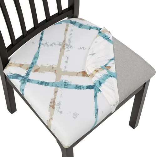 Vista 21 de SearchI Juego de 2 fundas de asiento para sillas de comedor, fundas de asiento elásticas con estampado, extraíbles y lavables, fundas de cojín