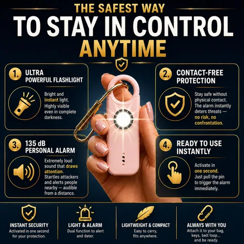 Vista 4 de VOLTEK Personal Safety Alarm + Whistle Set for Women - Extra Loud 135 dB, LED Strobe Light, USB-C Rechargeable, Intrusion Mode (Doors, Windows)