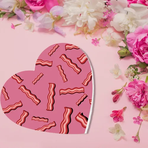 Vista 2 de Andaz Press Caja en forma de corazón para el día de San Valentín con tapa, divertida caja reutilizable en forma de corazón para tocino, caja de Bacon