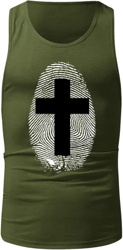 Vista 4 de Camiseta sin mangas con estampado elegante para hombre, estilo Henley, sin mangas, elástica, talla grande, cuello redondo