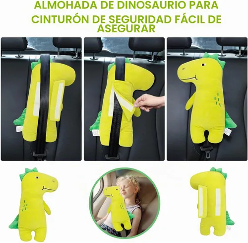 Vista 5 de Farochy Almohada de automóvil para niños, funda de cinturón de seguridad de dinosaurio, almohada para cinturón de seguridad de automóvil, fundas