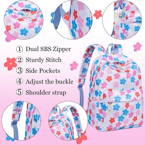 Vista 21 de LOIDOU Mochila para adolescentes y niñas, mochila escolar con lonchera y estuche para lápices, juego de bolsas escolares 3 en 1