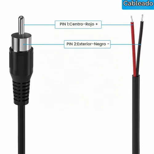 Vista 2 de SIOCEN Paquete de 3 cables RCA a desnudo, cable de altavoz, conector macho RCA, adaptador a cable desnudo, extremo abierto, coleta, audio y video
