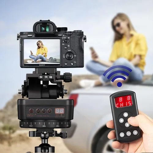 Vista 6 de YT-1000 Cabezal panorámico con control remoto, cabezal panorámico giratorio motorizado automático para teléfonos inteligentes/cámaras réflex