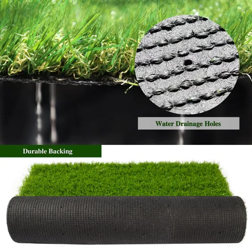 Vista 5 de FREADEM Césped artificial para perros de 3 x 3 pies, césped sintético grueso con agujeros de drenaje, césped para interiores y exteriores, para Verde