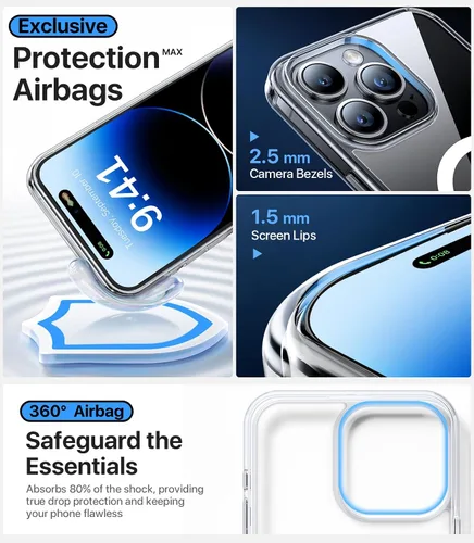 Vista 5 de Funda magnética para iPhone 12 Pro Max, [nunca amarilla] [compatible con MagSafe] Protección militar contra caídas de 10 pies, a prueba de golpes