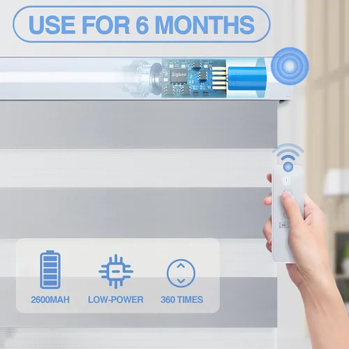 Vista 21 de Persianas motorizadas de cebra para ventanas, persianas inteligentes con control remoto, filtrado de luz, compatibles con Alexa Google Home