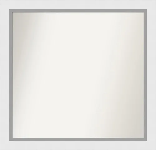 Vista 250 de Amanti Art Espejo de baño blanco para sobre el fregadero, 24 x 26 pulgadas, espejo rectangular blanco y blanco, marco de madera contemporáneo