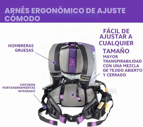 Vista 7 de ProTeam GoFit 3 Aspiradora de Mochila Comercial con Kit de Herramientas de Vara de Dos Piezas Multisuperficie Xover, 3 cuartos de galón, Con Cable