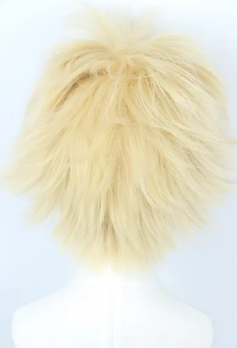 Vista 6 de Linfairy Peluca de cosplay de anime, cabello rubio corto, disfraz de Halloween, peluca completa