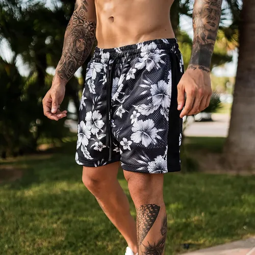 Vista 2 de MECH-ENG Men's Paisley Shorts Retro Graphic Athletic Running Mesh Lightweight Beach Summer Shorts