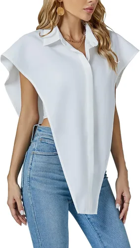 Vista 3 de Umenlele Blusa de gran tamaño con cuello y botones para mujer