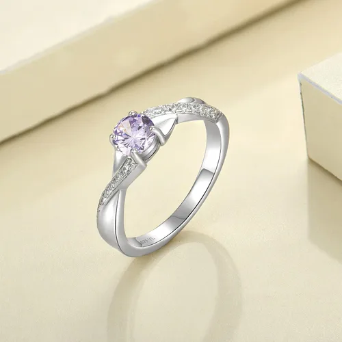 Vista 4 de YL Anillos de compromiso de plata de ley 925 de 0.197 in de corte redondo con piedra natal infinito para mujer