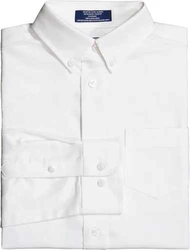 Vista 3 de IZOD - Camisa Oxford para niño de manga larga con botones, color sólido, cuello con bolsillo en el pecho Blanco clásico