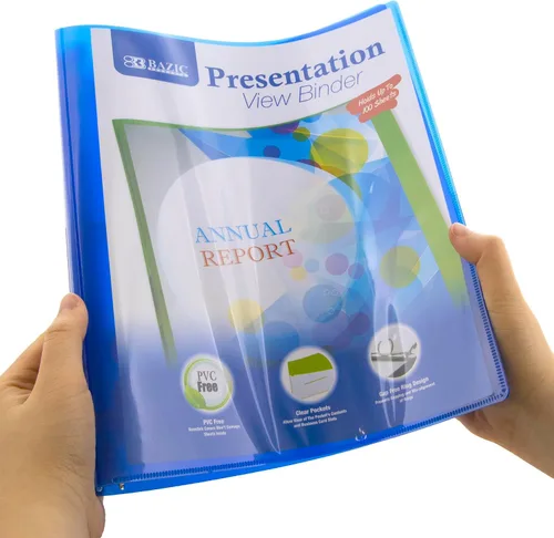 Vista 7 de BAZIC Products Carpeta de 3 anillos de 1/2 pulgada de colores surtidos, 1 bolsillo, capacidad de 100 hojas, para escuela, oficina, hogar, juego de 6