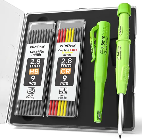 Vista 2 de Nicpro CP3000 - Lápiz de carpintero de 0.110 in con sacapuntas, 3 unidades, 0.051 in