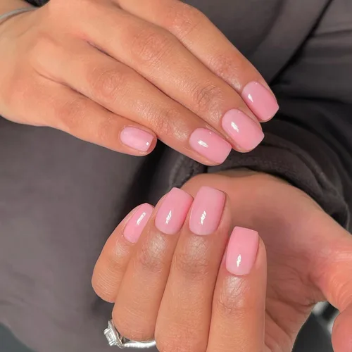 Vista 16 de Uñas postizas a presión color rosa bebé con forma de almendra, 48 piezas, uñas postizas gruesas neutras para mujeres, uñas de almendra medianas a