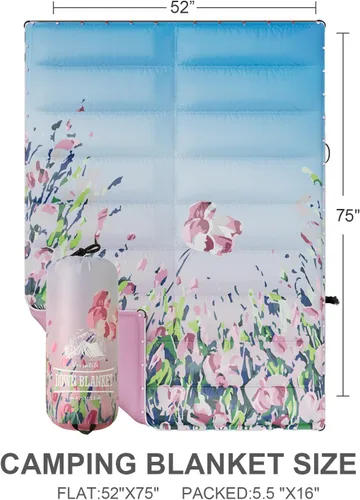 Vista 3 de APSMILE Manta de plumón para exteriores Manta de campamento extra cálida e hinchada Resistente al agua, ligera, colcha plegable para campamento