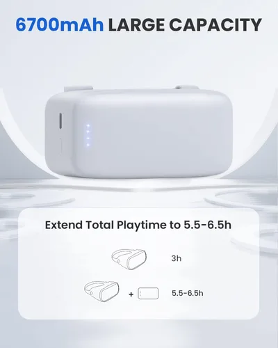 Vista 3 de Battery Pack for Oculus Quest 2 CIYOYO 6700mAh Rechargeable VR Battery Pack for Oculus Quest 2 Extra 25-35H Playtime 032lbs Lightweight Quick