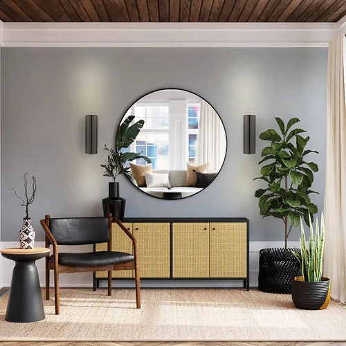 Vista 4 de EGLO Riga - Lámpara de pared moderna para exteriores, 2 luces, LED, regulable, impermeable, para interiores y exteriores, 7 pulgadas, negro mate