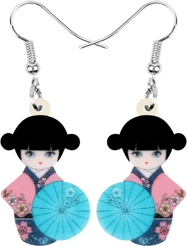 Vista 57 de DUOWEI Aretes de acrílico estilo japonés con diseño de anime para muñeca, colgantes, joyería para mujer