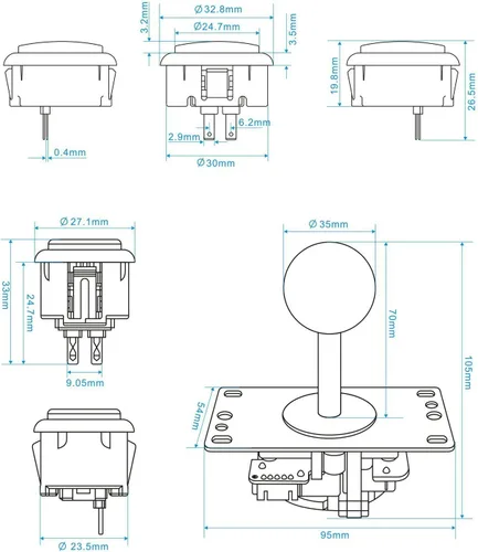 Vista 3 de Nuevo Arcade Kit de bricolaje parte Joystick Bundle para PC Mame retropie Raspberry Pi... (Negro)