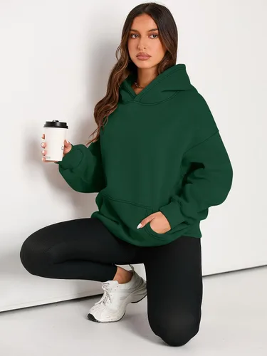 Vista 5 de EFAN - Sudadera con capucha para mujer - Sudadera de vellón sobredimensionada con mangas largas para otoño e invierno, ropa de moda inspirada