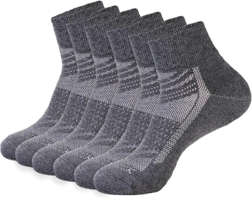Vista 5 de 1SOCK2SOCK Paquete de 6 calcetines deportivos de algodón para hombres y mujeres, de algodón, corte bajo, calcetines para correr Negro