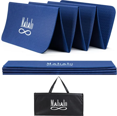 Vista 2 de Esterilla de yoga plegable + bolsa de transporte, esterilla de entrenamiento de 7 pliegues de 6 mm, fácil de almacenar, esterilla de ejercicio