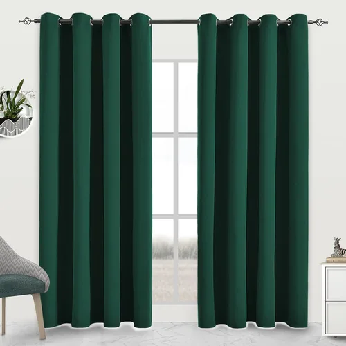 Vista 21 de Cortinas opacas para dormitorio, con aislamiento térmico y bloqueo de luz, para oscurecer la habitación, cortinas con ojales sólidos para ventana