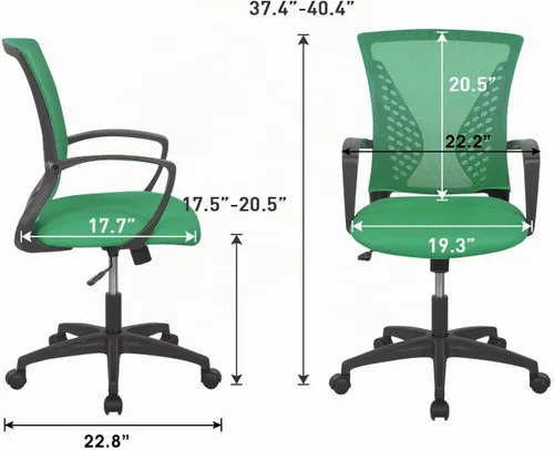 Vista 3 de Silla de oficina para el hogar, respaldo medio, PC giratoria, soporte lumbar, escritorio ajustable para tareas de computadora, ergonómica, cómoda