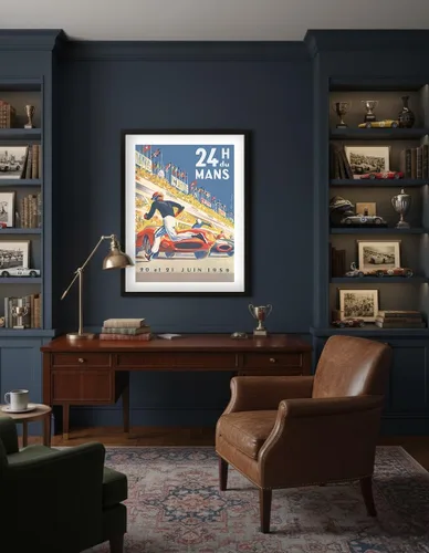 Vista 4 de 1959 Grand Prix - 24 horas de Le Mans Francia - Carreras de resistencia - Póster de carreras de coches vintage por Michel Bélignod c.1959