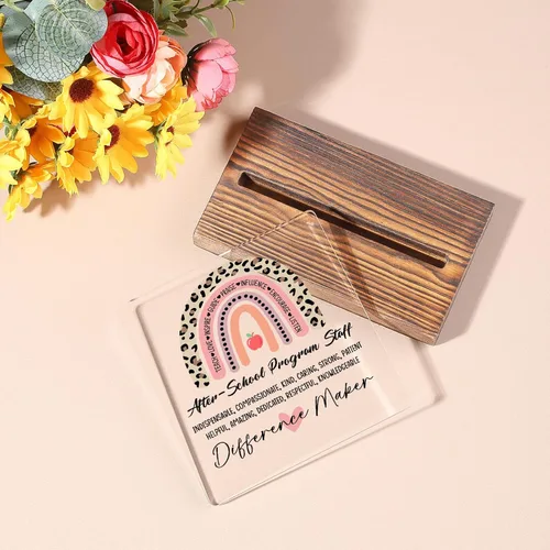 Vista 5 de Letrero decorativo de escritorio transparente para después de la escuela, regalo de agradecimiento para mujeres y hombres, regalos de agradecimiento