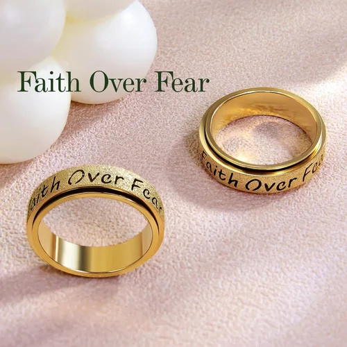 Vista 5 de Anillo Giratorio para Mujeres - Anillos de Acero Inoxidable de Fe Sobre el Miedo para Alivio de la Ansiedad para Adultos, Anillo del Pulgar