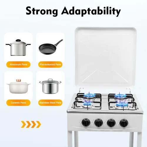 Vista 5 de Estufa de gas natural con 4 quemadores, estufa de gas natural portátil con soporte para patas, estufa para RV, apartamento, cocina al aire libre