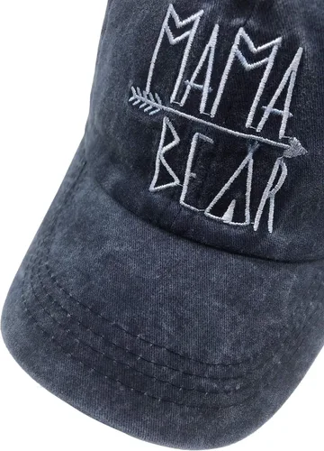 Vista 2 de Mama Bear Ponytail Hat Vintage Washed Distressed Baseball Dad Cap for Women