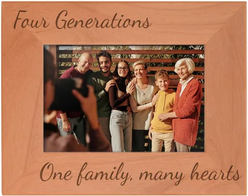 Vista 20 de Gifts For All By Rachel Olevia Five Generations One Family Many Hearts - Marco de fotos de madera natural grabado de 4 x 6 pulgadas, diseño