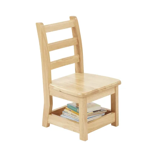 Vista 11 de ECR4Kids Silla de escalera de tres peldaños con almacenamiento, altura del asiento de 10 pulgadas, asiento de aula, natural, paquete de 2