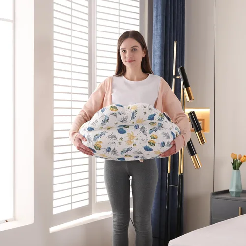 Vista 5 de Almohada de lactancia para lactancia materna, almohadas ergonómicas de alimentación para bebés con funda de algodón extraíble lavable, correa