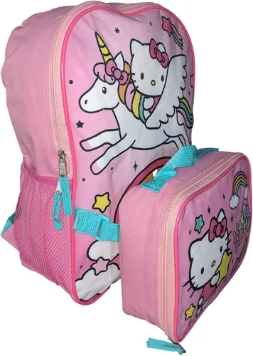 Vista 4 de Accessory Innovations Hello Kitty Mochila de tamaño completo de 16 pulgadas con lonchera desmontable