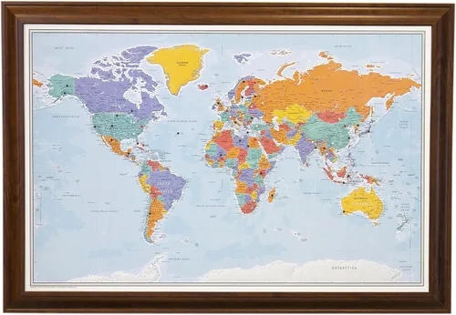 Vista 16 de Póster personalizado en lienzo enrollado con mapa del mundo, arte de pared con chinchetas – Grande 24" x 36" mapa del mundo de océanos azules
