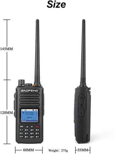 Vista 4 de Baofeng DM-1702 con GPS 5W Digital y Analógico Radio bidireccional Banda dual y modo dual DMR Walkie Talkie Ranura de tiempo dual Tier I y II DM1702