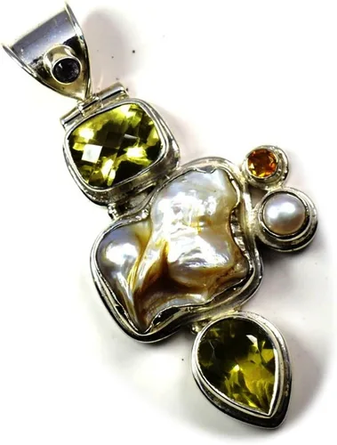 Vista 16 de 55Carat Natural Multi Stones Sterling Silver Multi Shape Gemstone Pendants For Women Designer Jewelry Natural-Multi-Stone-Design-10