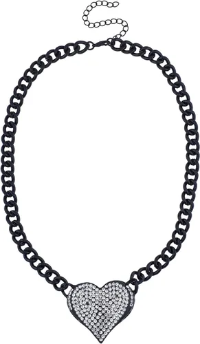 Vista 2 de LUX ACCESSORIES Juego de 3 piezas de regalo de joyería con cadena de corazón brillante Negro
