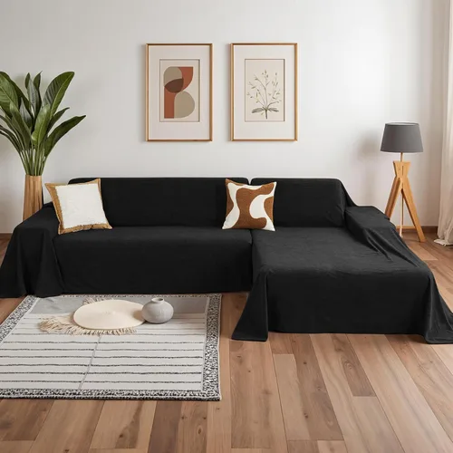 Vista 30 de MYSKY HOME Funda de Sofá Seccional para Perros, 2 Piezas Fundas de Sofá para Sofá en Forma de L, Funda de Sofá Lavable, Protector de Muebles Funda