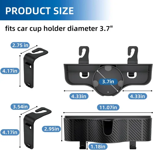 Vista 7 de OUSHASAA Organizador de reposacabezas de asiento trasero 3 en 1 con portavasos de asiento trasero de 3.7 pulgadas para automóvil, organizador